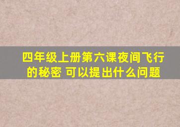 四年级上册第六课夜间飞行的秘密 可以提出什么问题